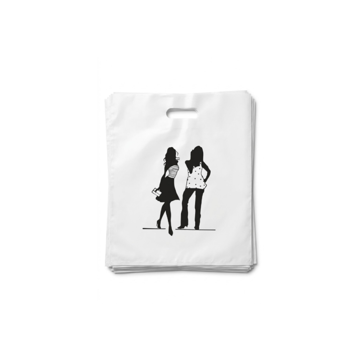 Elegante Plastiktüten "Zwei Frauen"– 50er-Pack